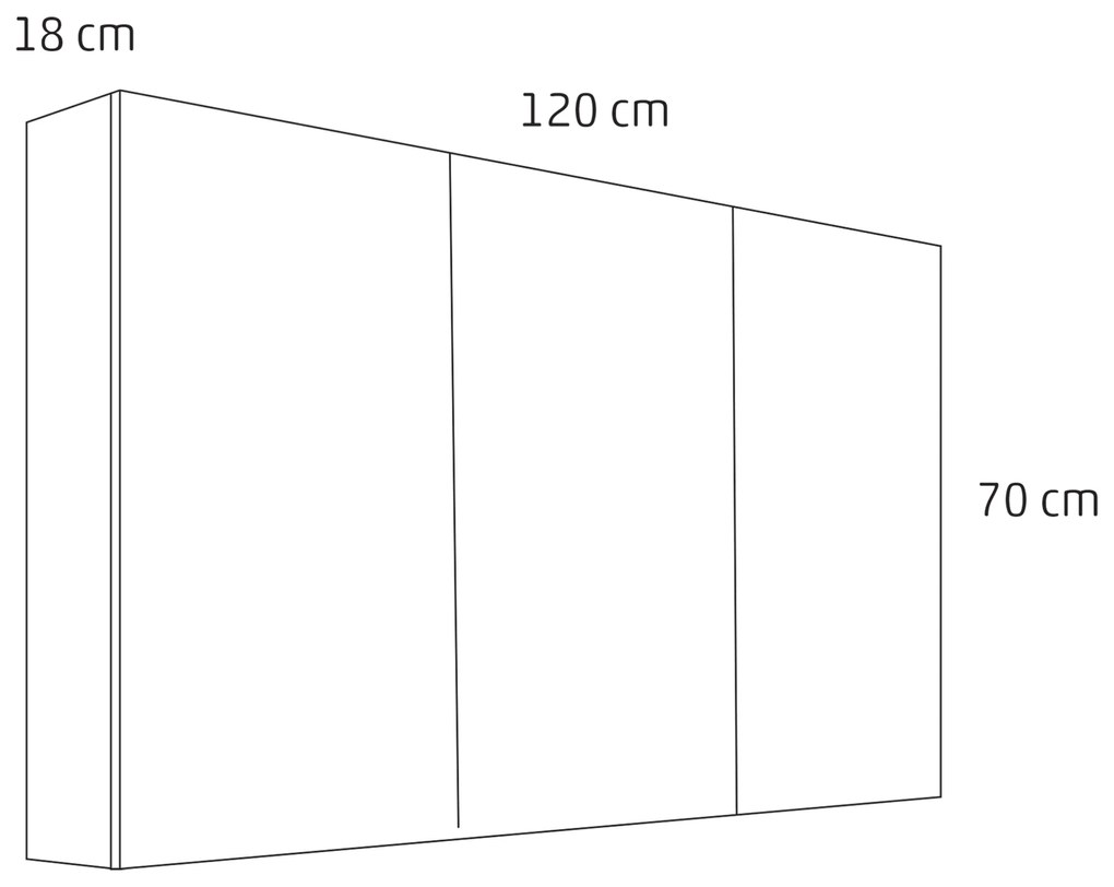 Differnz Reno spiegelkast 120cm eiken