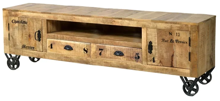 Tv-meubel Rustiek Mangohout 200 Cm - 200x40x55cm.