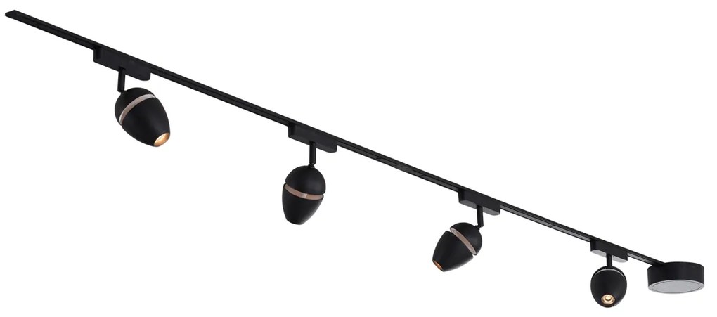 LED Modern railsysteem met 4 Spot / Opbouwspot / Plafondspots zwart 1-fase - Magnetic Eggy Modern Binnenverlichting Lamp