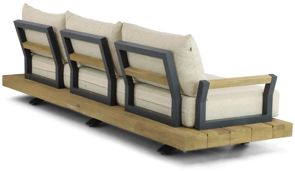 Stoel en Bank Loungeset 4 personen Aluminium/Teak Old teak greywash  Santika Furniture Santika