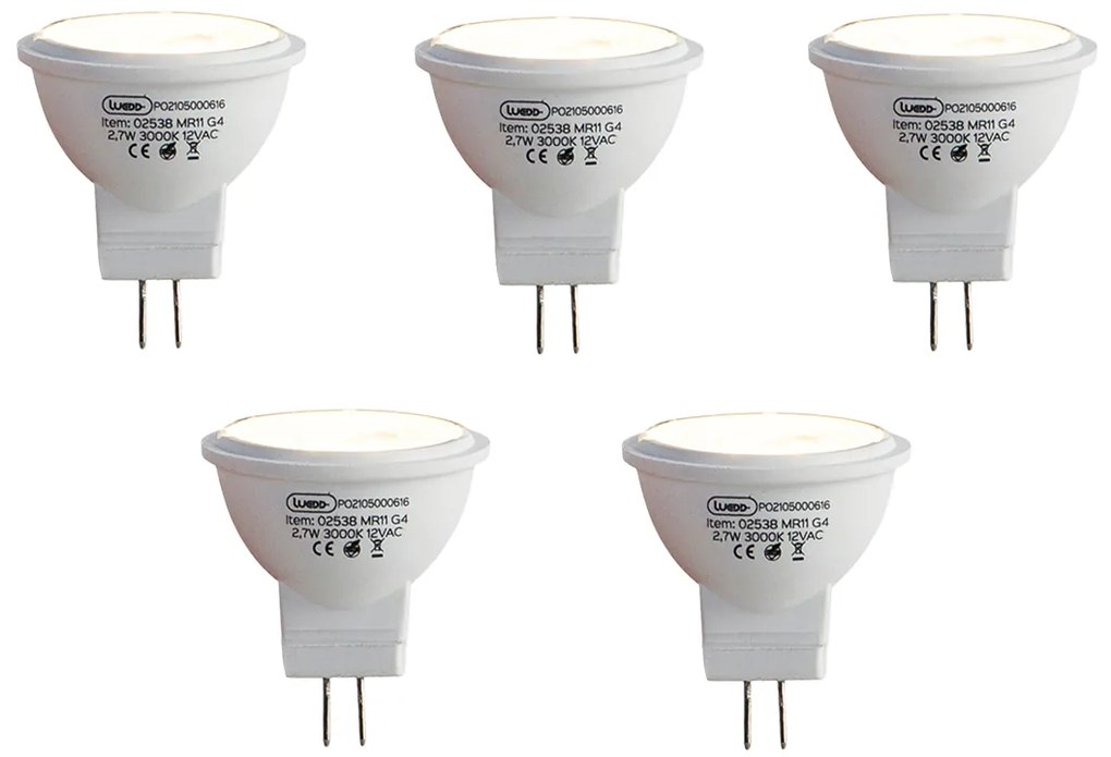 Set van 5 G4 LED lamp MR11 2,7W 210 lm 3000K 12V