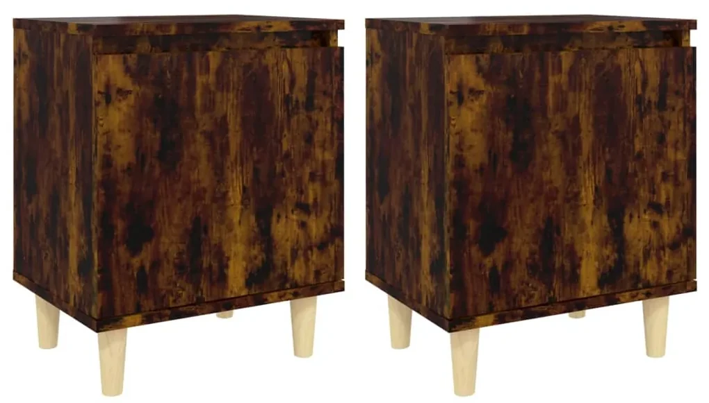 vidaXL Nachtkastjes 2 st met houten poten 40x30x50 cm gerookt eiken