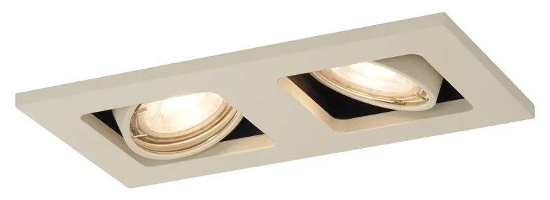 Moderne inbouwspot beige GU10 50mm draai- en kantelbaar 2-lichts - Qure