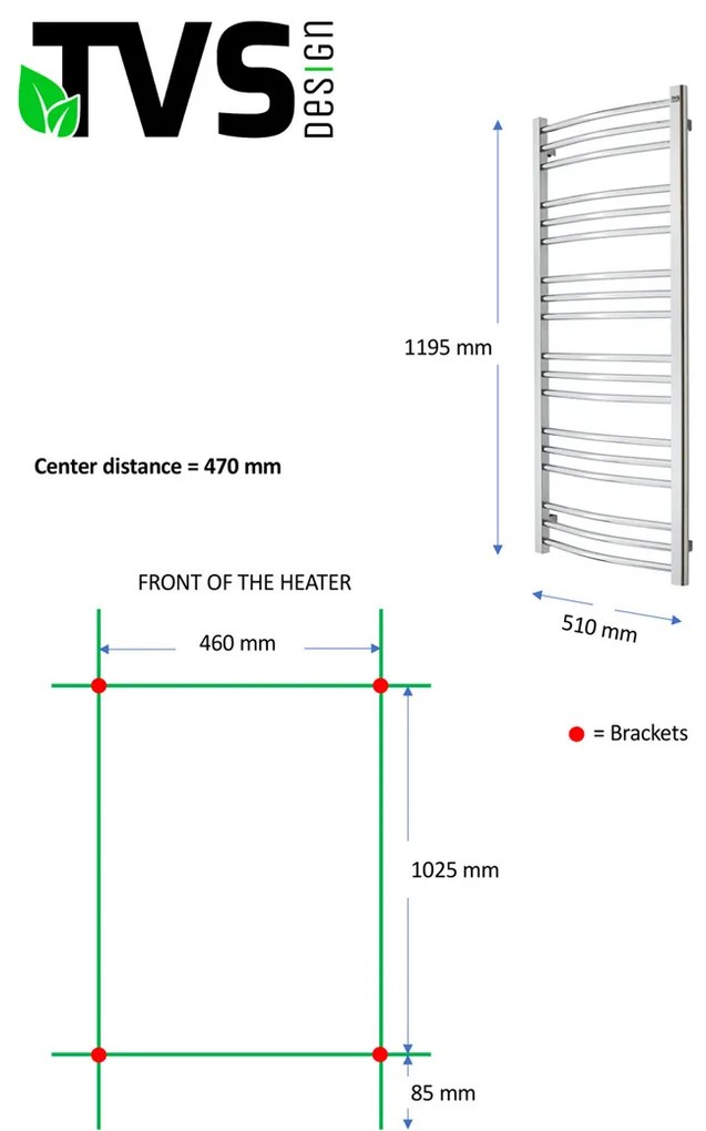 TVS Design Nemo handdoekradiator zwart 299W 119,5x51cm