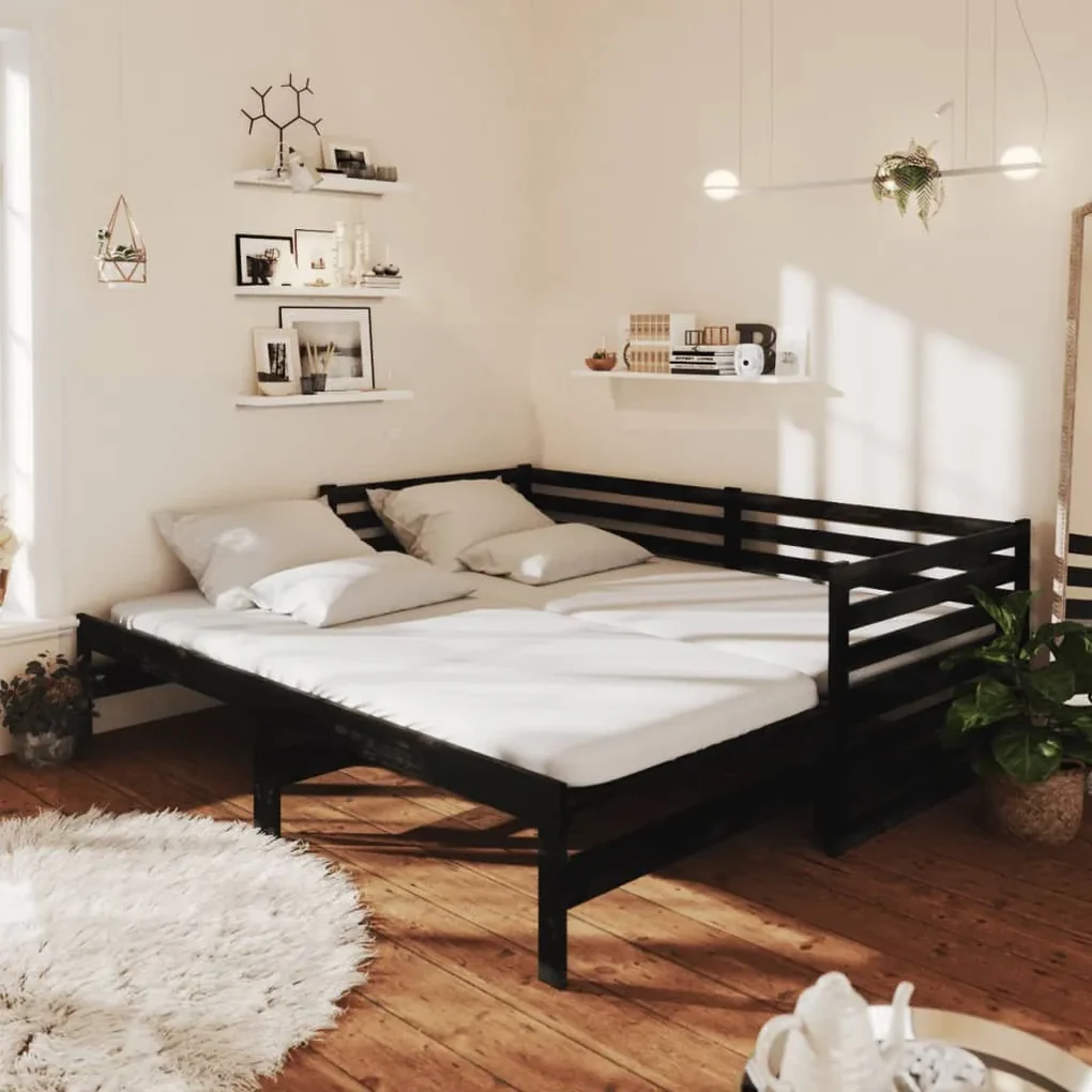 Contour cadre de lit vidaXL Slaapbankframe uittrekbaar metaal wit 90x200 cm324771