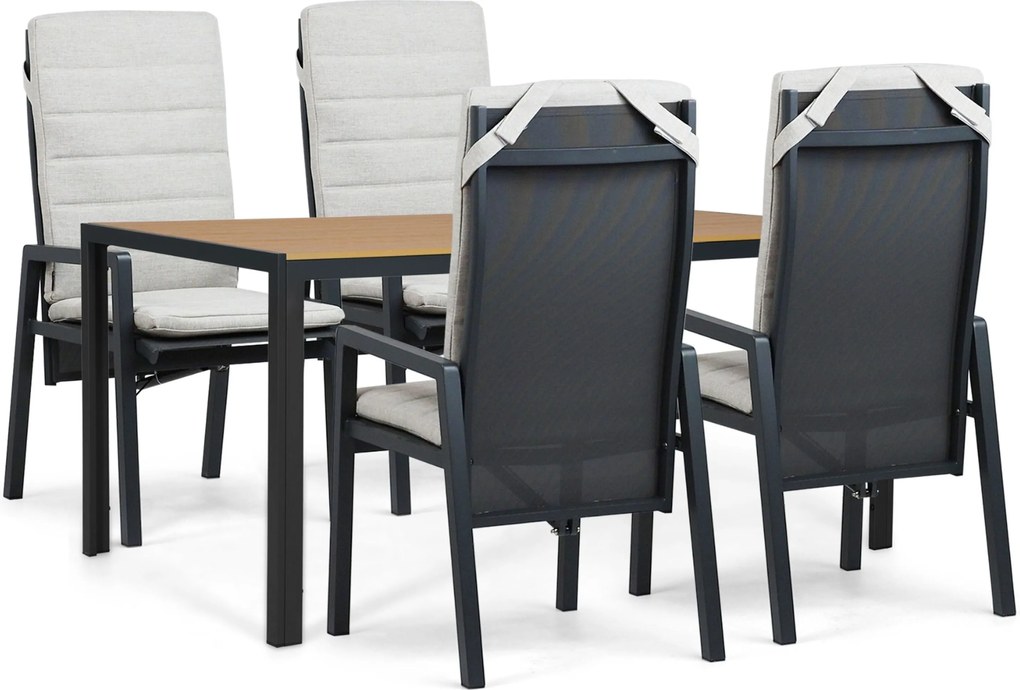 Tuinset 4 personen 160 cm Aluminium Grijs Lifestyle Garden Furniture Vivaro/Creta