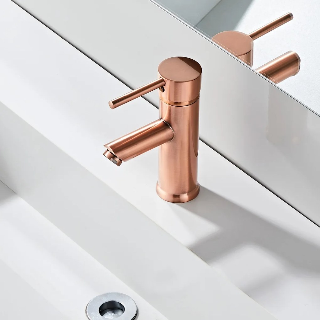 Saniclear Copper wastafelkraan met eenhendel bediening geborsteld koper