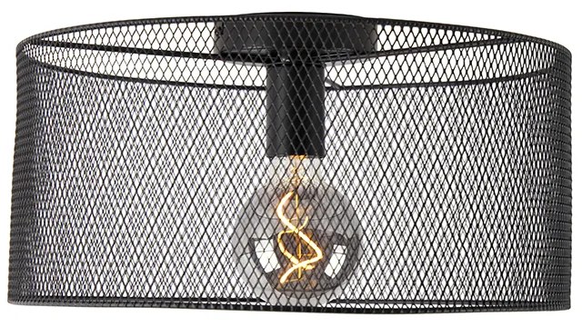 Industriële plafondlamp zwart - Drum Mesh