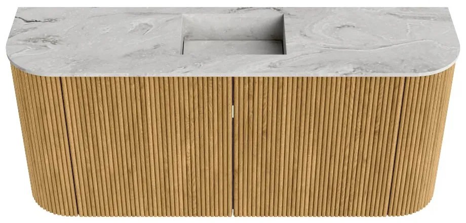 Mondiaz Joya DLux 95cm toiletmeubel ronding links/rechts oak met wastafel faye midden 1 kraangat glace