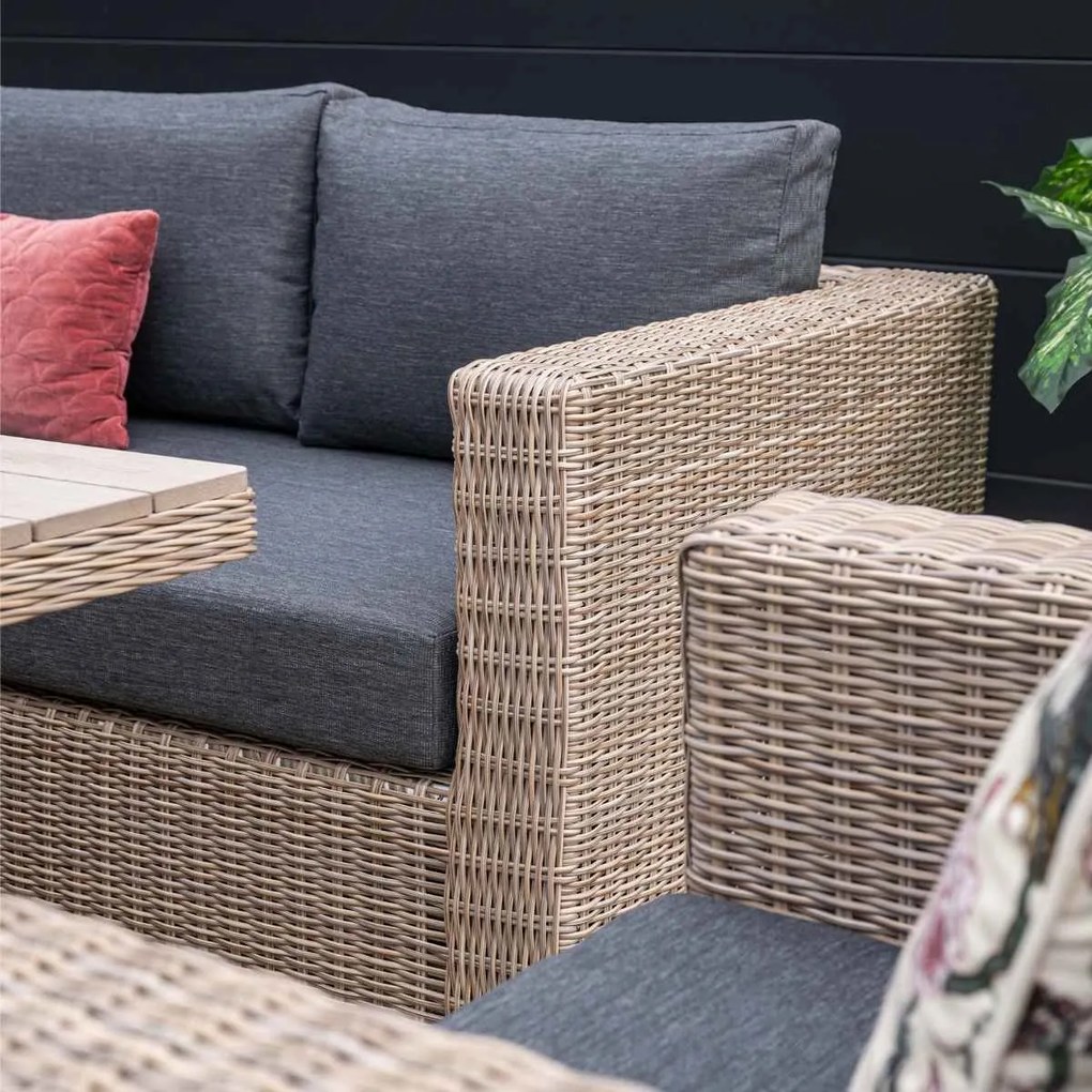 Garden Impressions Tennessee lounge dining set rechts 3-delig vintage willow - texfiber