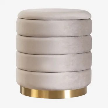 Ronde Poef Ø40 Cm Met Opbergruimte In Bradford Fluweel Grijs – Taupe – Koel - Sklum