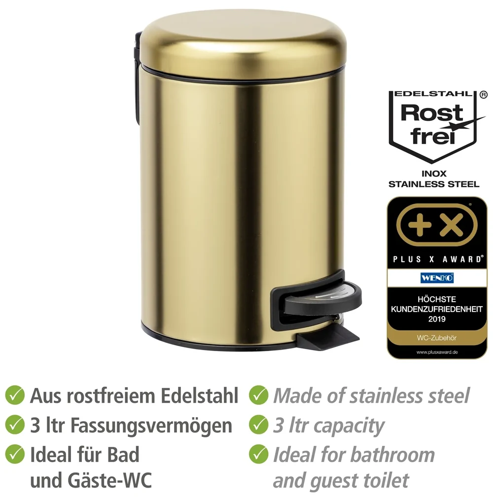 Wenko Leman afvalemmer 3 liter RVS goud mat