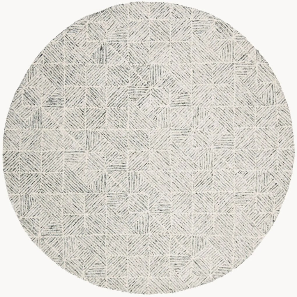 Rond handgetuft laagpolig wollen vloerkleed Azure