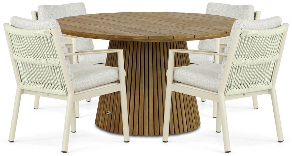 Tuinset Ronde Tuintafel 4 personen 140 cm Aluminium/rope Grijs Coco Sevilla/Fungo