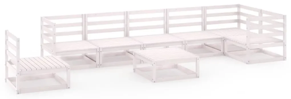 vidaXL 8-delige Loungeset massief grenenhout wit