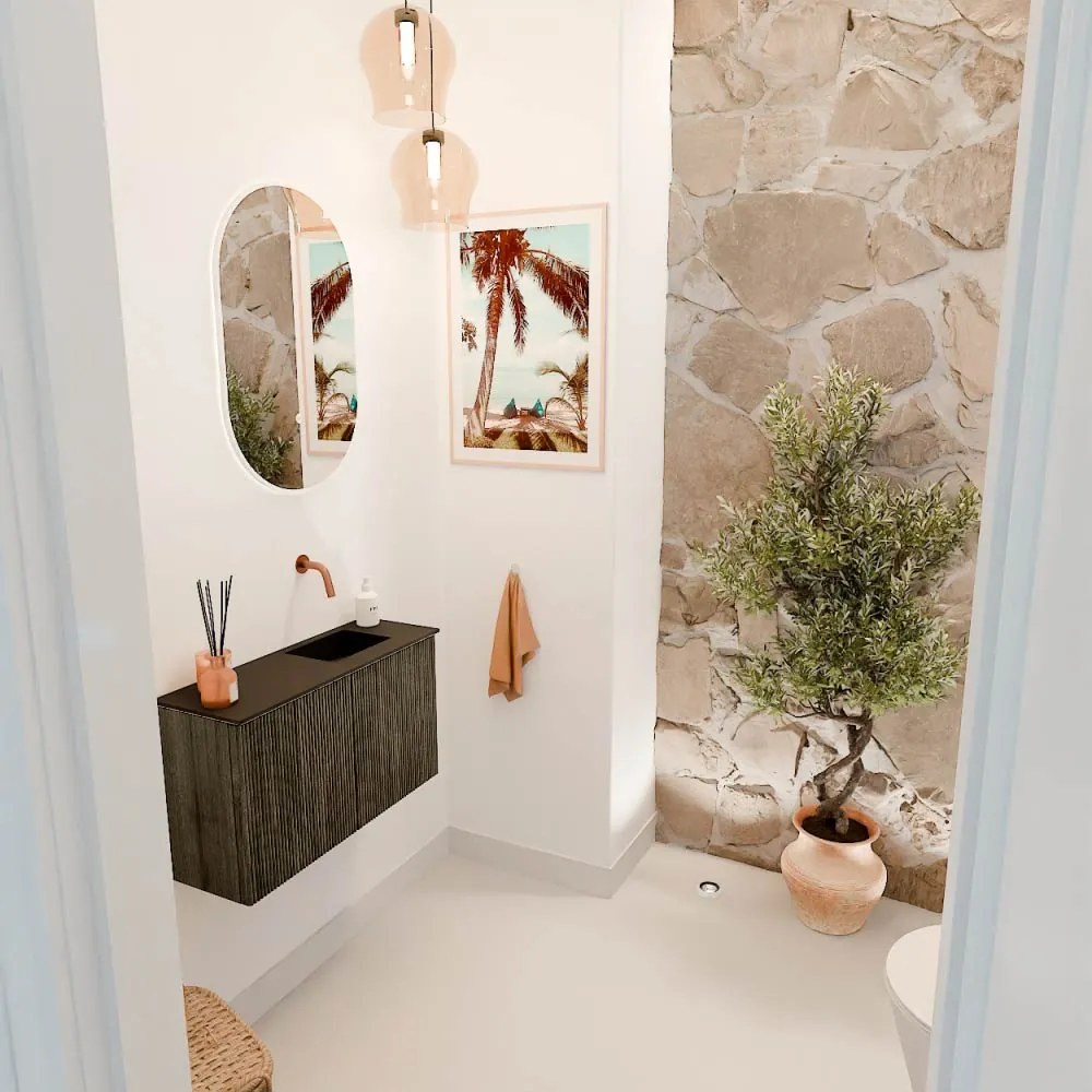 Mondiaz Joya 70cm toiletmeubel shadow met wastafel faye rechts zonder kraangat urban