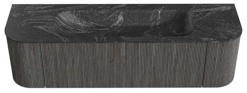 Mondiaz Kurve-dlux 160cm badmeubel ronding links/rechts shadow met 1 lade en 2 deuren en wastafel big medium midden zonder kraangat lava