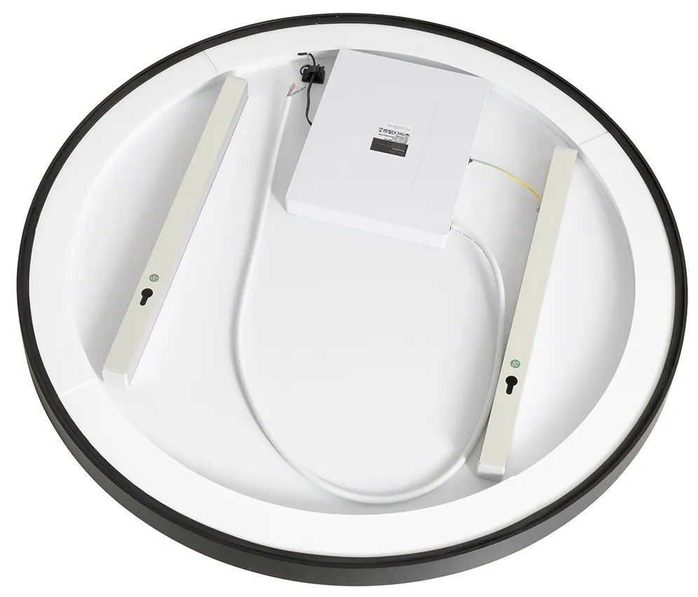 Badkamerspiegel zwart 70 cm incl. LED 3-staps dimbaar met touch rond - Miral
