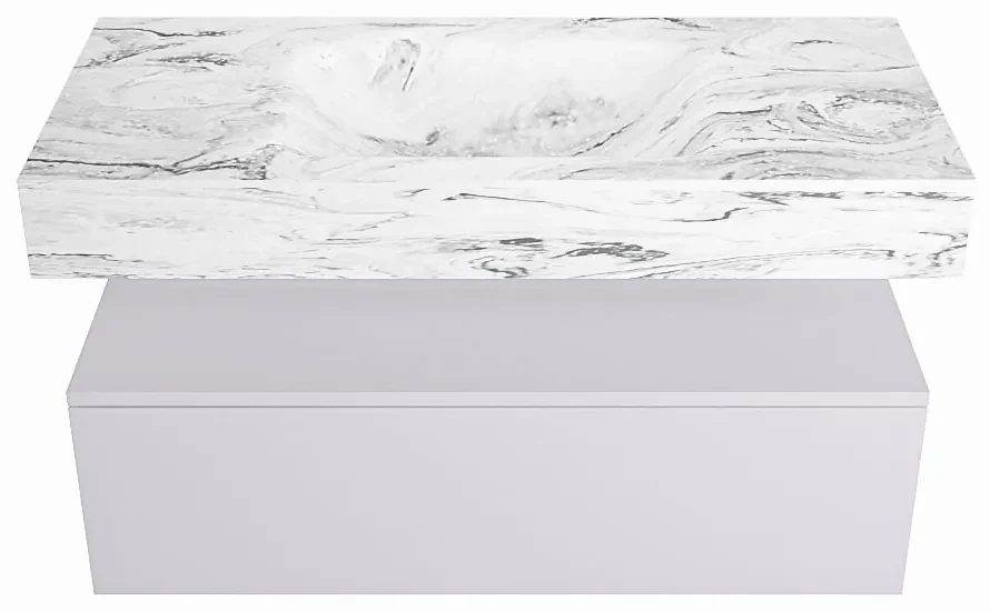 Mondiaz Alan DLux badmeubel 100cm cale 1 lade met wastafel glace midden zonder kraangat