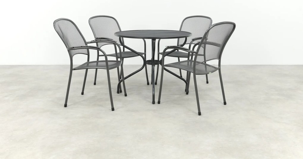 Royal Garden Carlo ronde stapelbare tuinset strekmetaal Ø90 cm.