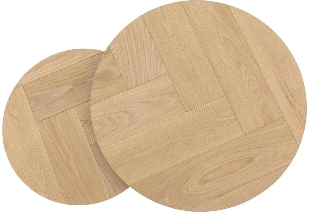 Goossens Salontafel Carte rond, hout eiken blank, elegant chic, 80 x 46 x 80 cm