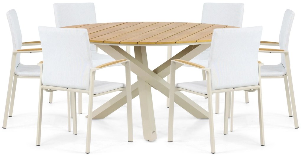 Tuinset 6 personen 150 cm Aluminium/textileen Taupe Lifestyle Garden Furniture Brandon/Ancona