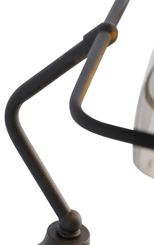 Klassieke notarislamp zwart met gerookt spiegel glas - Banker