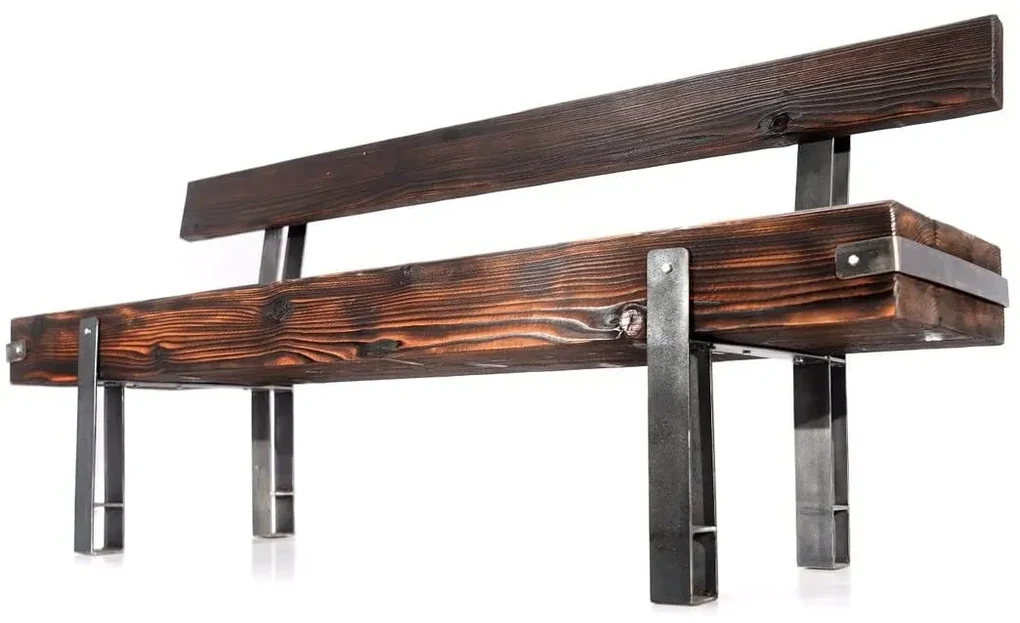 CHYRKA® Bank Massief Hout BRODY+ Loft Vintage Bar Industrieel Design Handgemaakt Hout Metaal