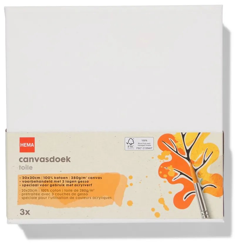 HEMA Canvasdoeken 280gsm 20x20 - 3 Stuks