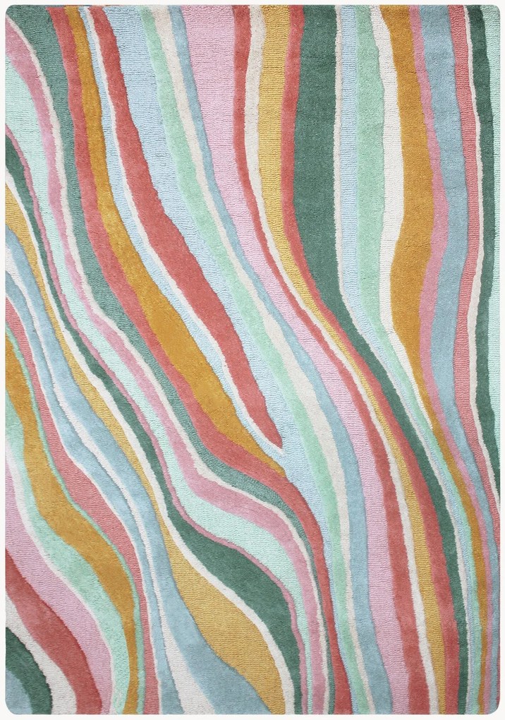 Handgetuft hoog-laag wollen vloerkleed Abstract Flow