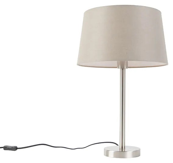 Moderne tafellamp staal met taupe kap 35 cm - Simplo