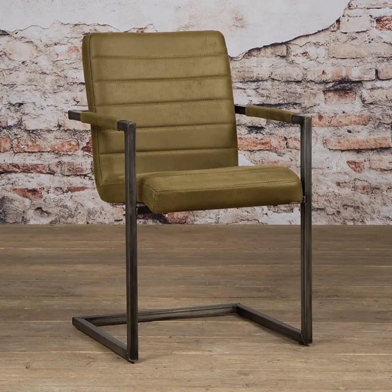 Stoere Eetkamerstoel Microvezel Bull Green