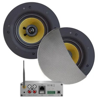 Aquasound WiFi Audio wifi-audiosysteem - (airplay - dlna) - 70 watt - incl zumba speakers mat chroom (230 mm) - . 230v/24v - lan / wlan wma70-zc