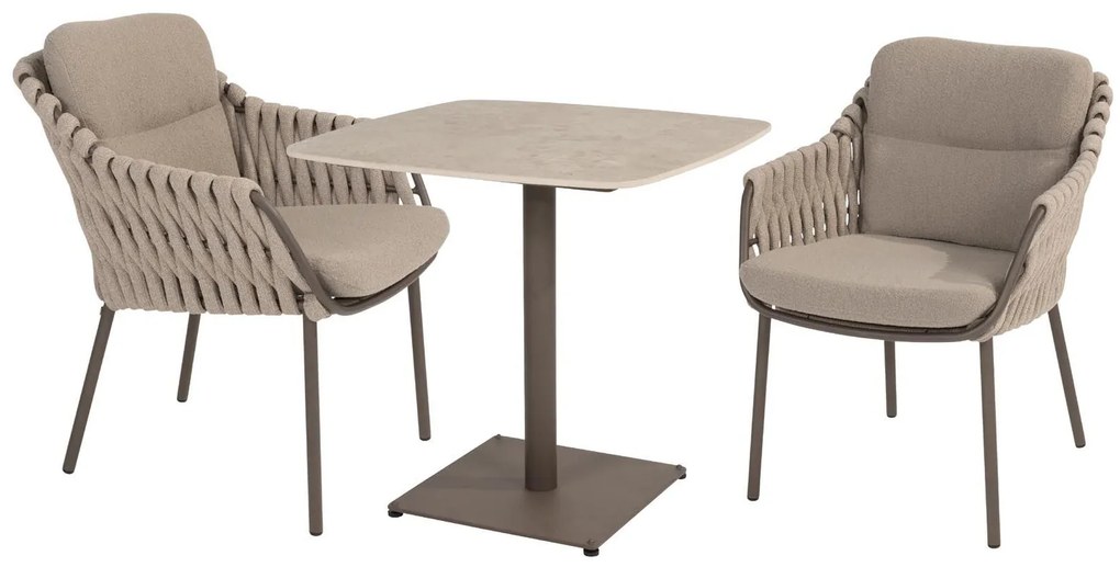 4 Seasons Outdoor Vermont eettafel met keramisch tafelblad terre 75 x 75 cm SALE Tuintafel bruin weerbestendig