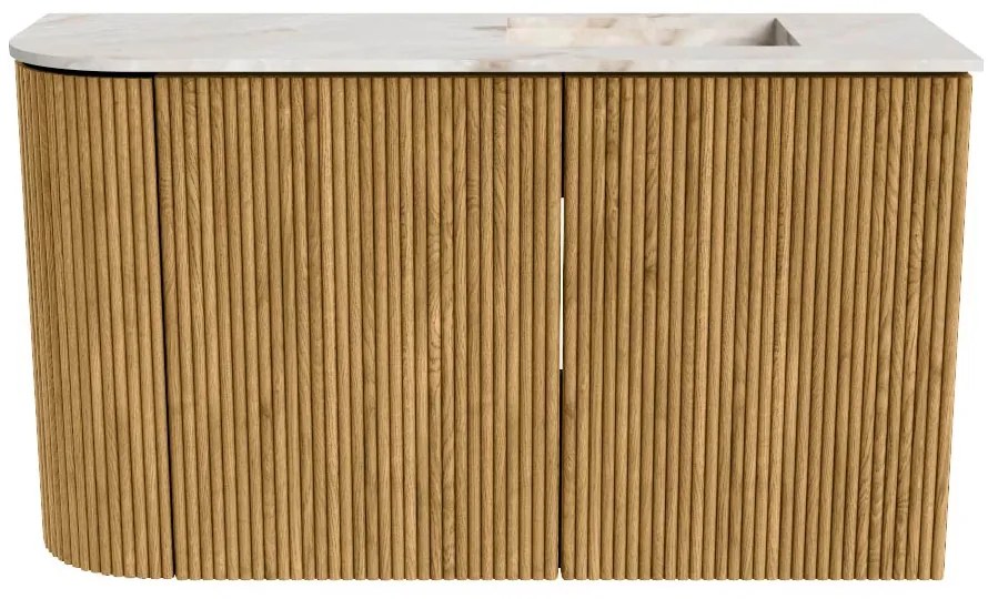 Mondiaz Joya DLux 70cm toiletmeubel ronding links oak met wastafel faye rechts zonder kraangat frappe