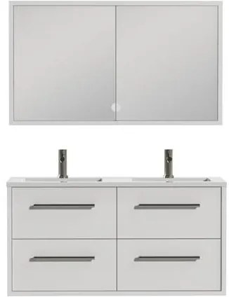 Tiger Boston badmeubel met spiegelkast en witte wastafel 120cm wit
