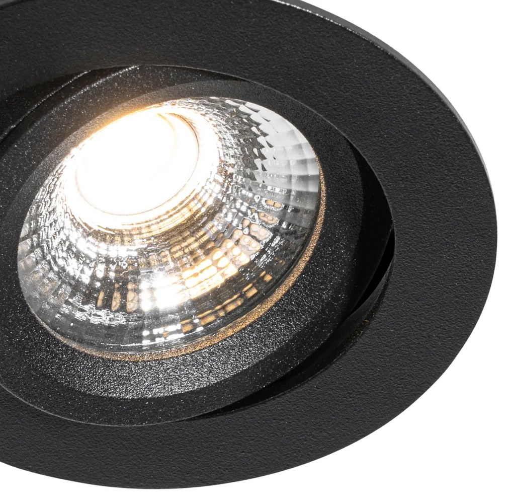 Set van 6 inbouwspots zwart kantelbaar 8,2cm incl. LED dim to IP54 ultra slim - Pupil Binnenverlichting Lamp
