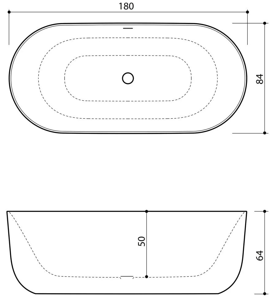 Xenz Mauro vrijstaand bad solid surface 180x85x65cm goud/wit