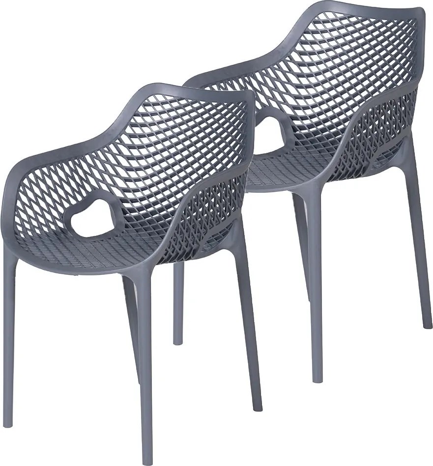 Garden Impressions Air XL kunststof tuinstoel - donker grijs - 2 stuks