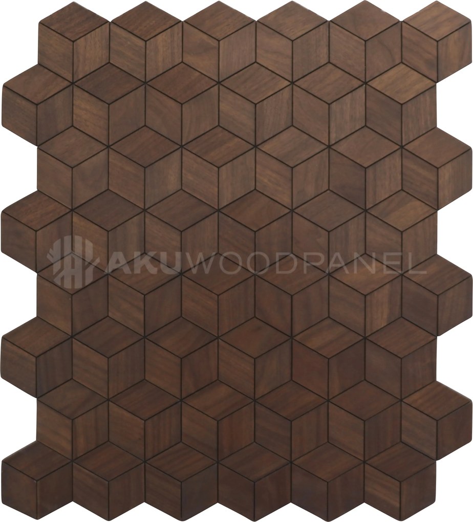 Decopaneel 60 cm x 60 cm Walnoot hout - Lobelia Rust Copper - 3D Wandpaneel - Wanddeco