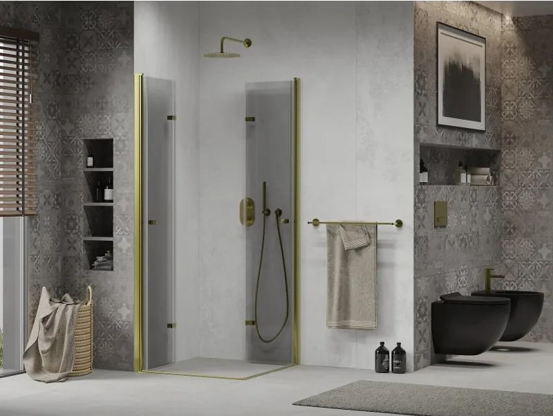 Mexen Lima Duo douchecabine vouwbaar 90 x 90 cm, transparant, goud - 856-090-090-50-00-02
