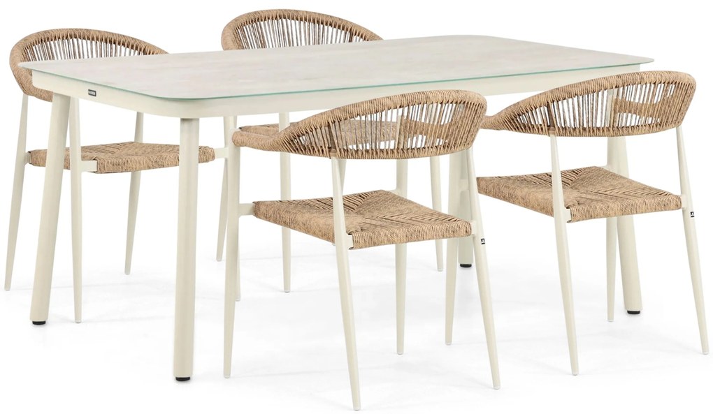 Tuinset 4 personen 160 cm Aluminium/rope Taupe Lifestyle Garden Furniture Granada/Tavano