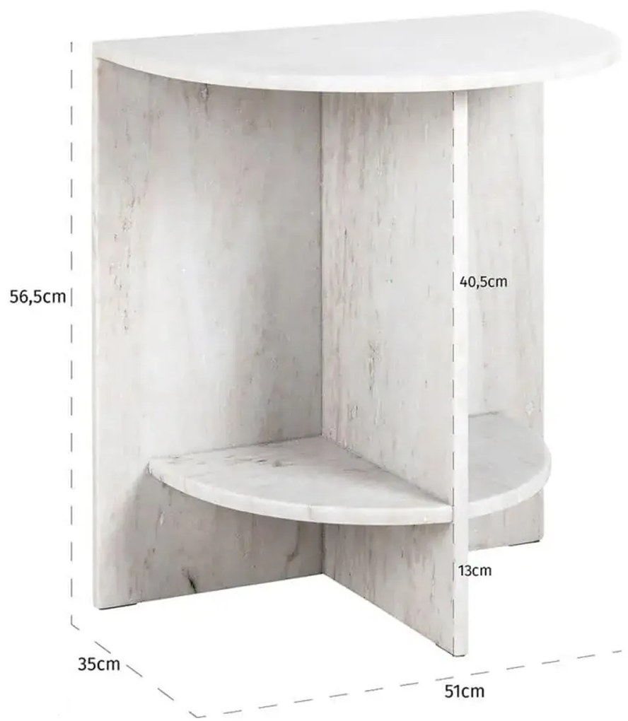 Richmond Interiors Lansky Marmeren Nachtkastje Beige Wit - 51x35x56.5cm.