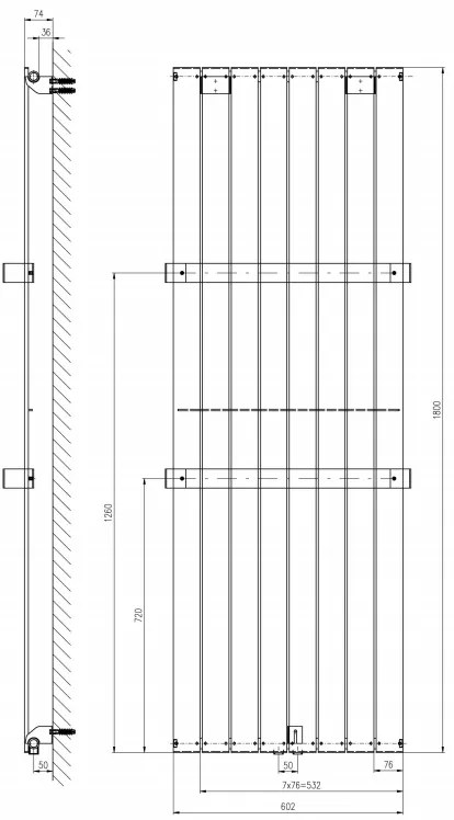 Sapho Colonna radiator wit 60x180cm 1205W