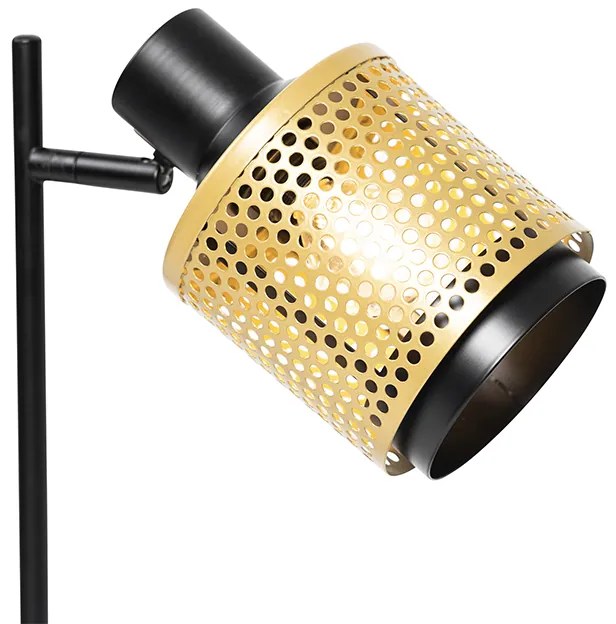 Industriële tafellamp zwart met goud - Kayden Industriele / Industrie / Industrial E14 rond Binnenverlichting Lamp