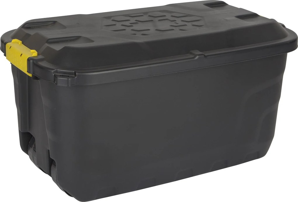 Practo Home opbergkoffer kunststof met wielen zwart - Werkbanken en koffers - 42x77x40cm - 75 liter