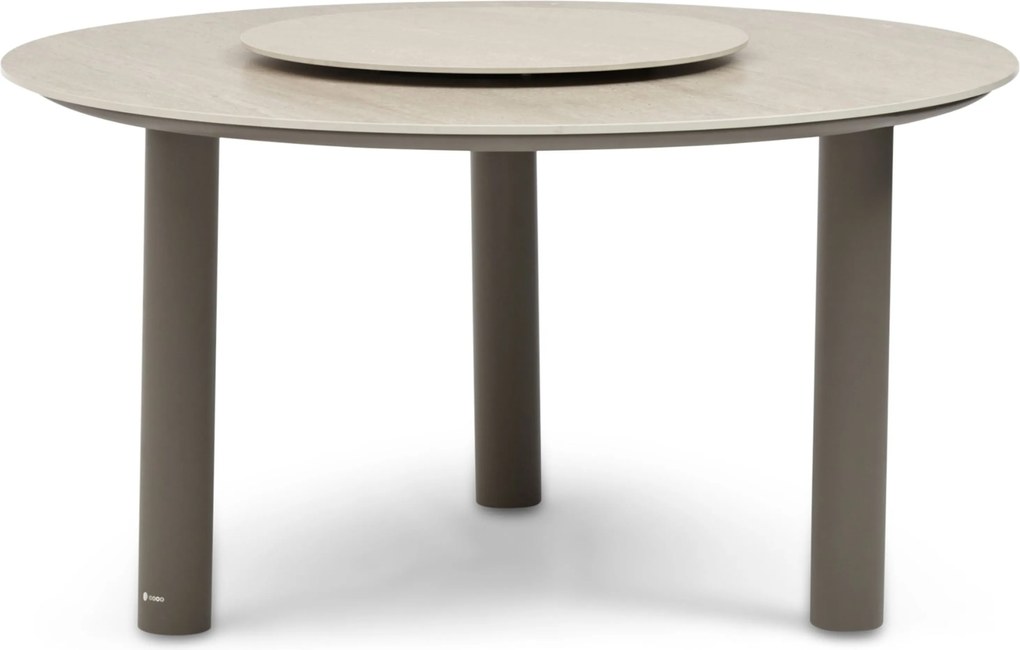 Dining Tuintafel rond 140 cm met lazy susan Taupe Trino