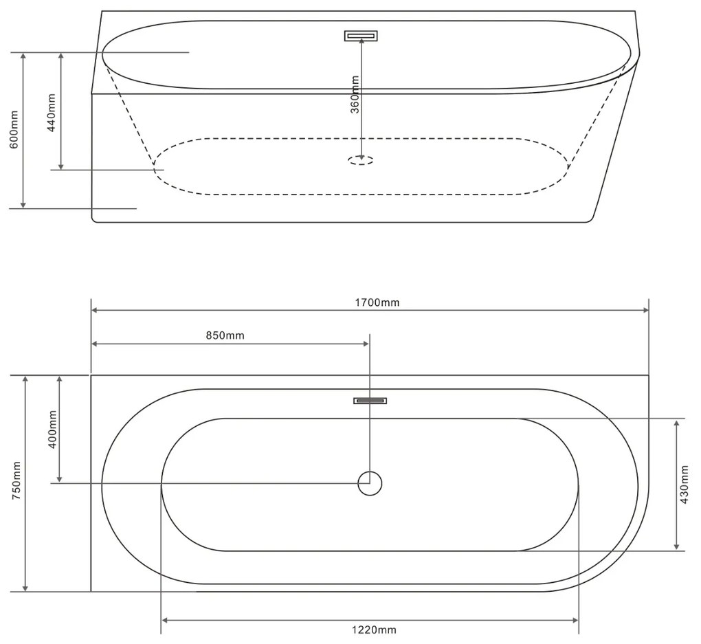 Badstuber Faro hoekbad links 170x75cm wit