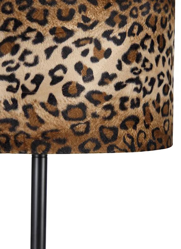 Stoffen Vloerlamp zwart kap luipaard dessin 40 cm - Simplo Modern E27 Binnenverlichting Lamp