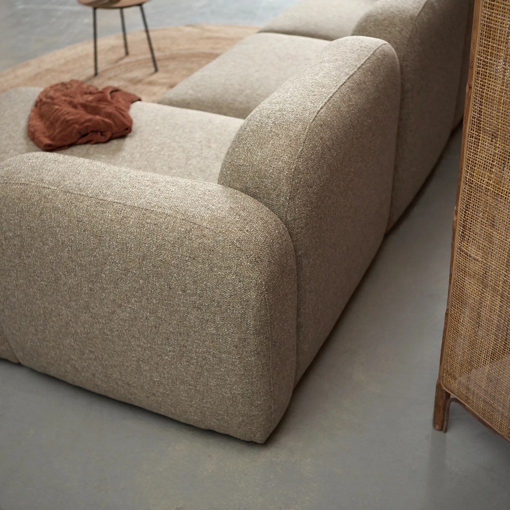 Moderne Hoekbank Rechts Taupe Stof